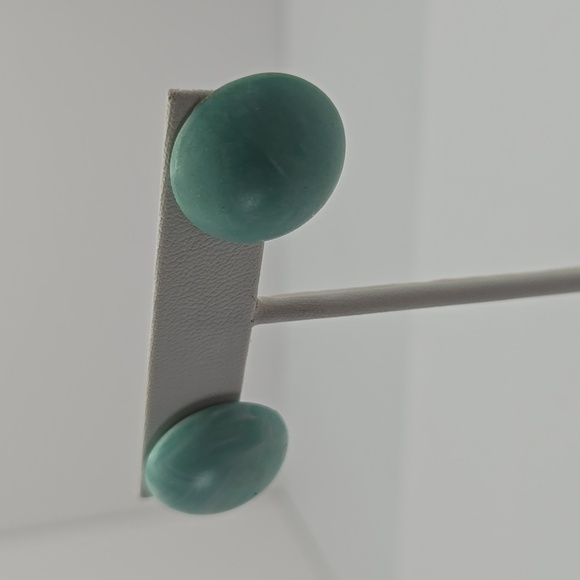 Medium sized blue and white round earrings - Picture 2 of 4